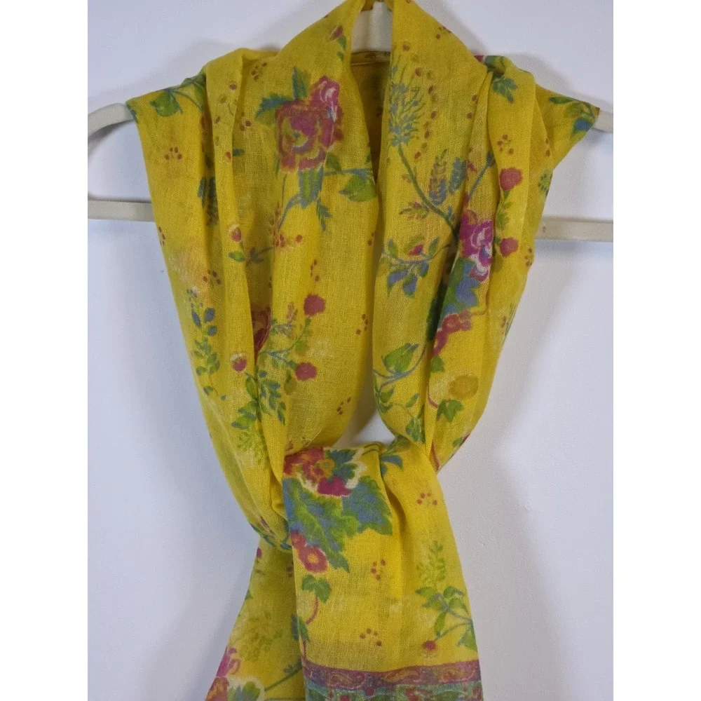 Anthropologie Moksha Wool Floral Paisley Rectangle Shawl Scarf Wrap 30x80